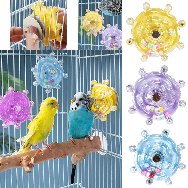 Parrot Wheel Interactive Turntable Toy For Birds Hang Toy With Sounding Ball Play Stand Cage Accessory Pet Supplies