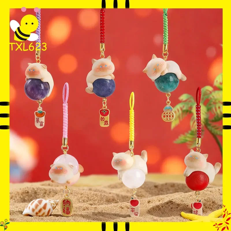 Cute Cat Lucky Crystal Blind Box Girl'S Heart Gift Attracting Wealth Pet Car Hanging Decoration Trendy Toy Collectible