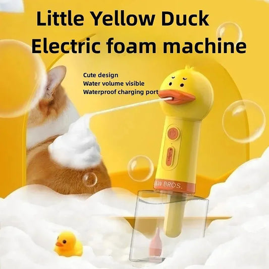 Electric Dog Shampoo Dispenser Shampoo Sprayer Little Yellow Duck Shampoo Foamer Pet Foaming Soap Dispenser Pets Bathing Bubbler