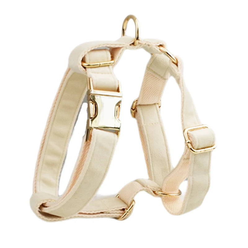 Milky white Velvet Dog Collar And Leash Set For Dogs Custom Engraved Nameplate Pet Supplies Dog Leash Velvet 14