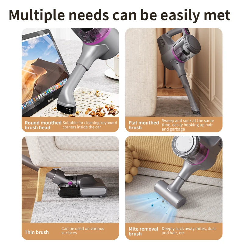 Cordless Vacuum Cleaner 15000Pa Strong Suction Stick Handheld 2 in 1 Lightweight for Carpet Hardwood Floor Pet Hair Car Cleaning