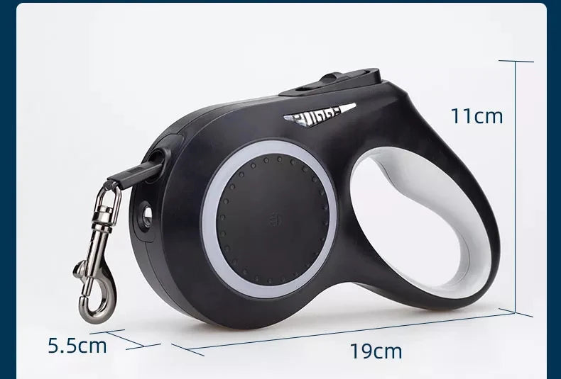 LED Light Dog Leash Auto Scaling Dog Walking Pet Accessories USB Charge Night Walking 5m