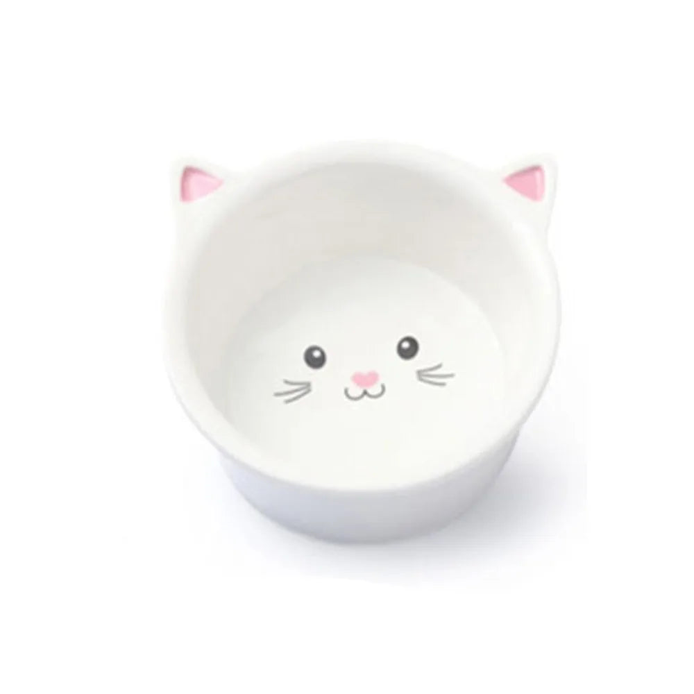 Pet Supplies Ceramic Cat Bowl Creative Cute Dog Food Feeding Basin Multi-use Slanted Mouth Pet High Foot Bowl Kitten Puppy