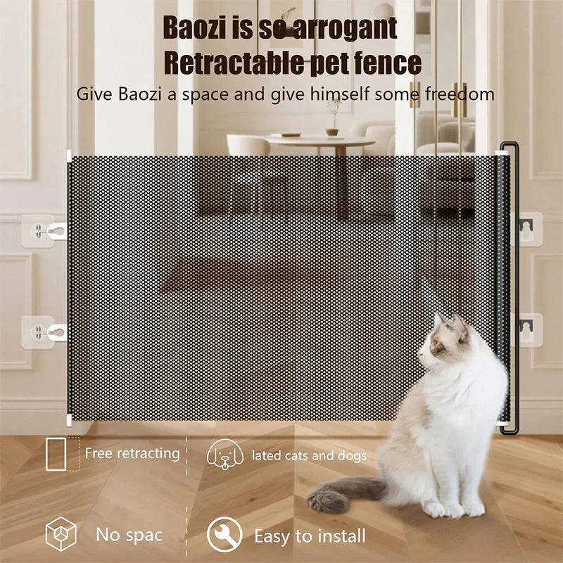 Indoor Retractable Staircase Door Sill Without Drilling Anti Cat Running Jumping Pet Fence Baffle For Doorways Corridors Stairs