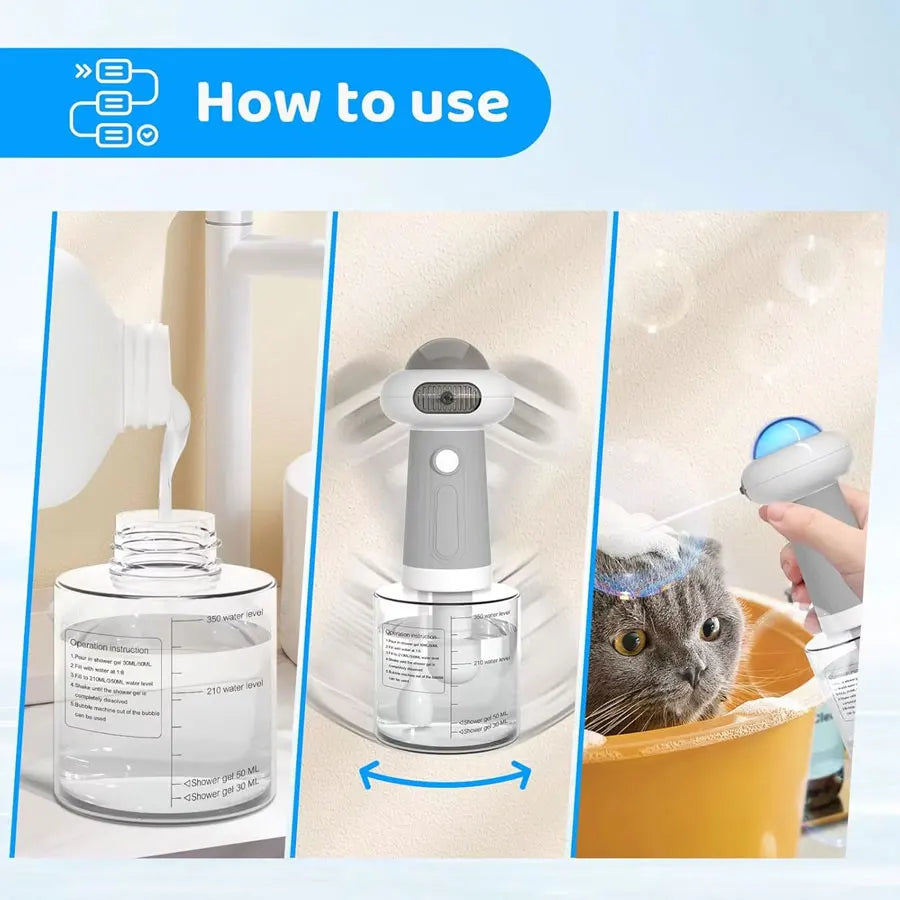 Pet Electric Bubble Machine Automatic Cat And Dog Bath Cleaning  Foam Pet Wash Generator Foam Sprayer Portable