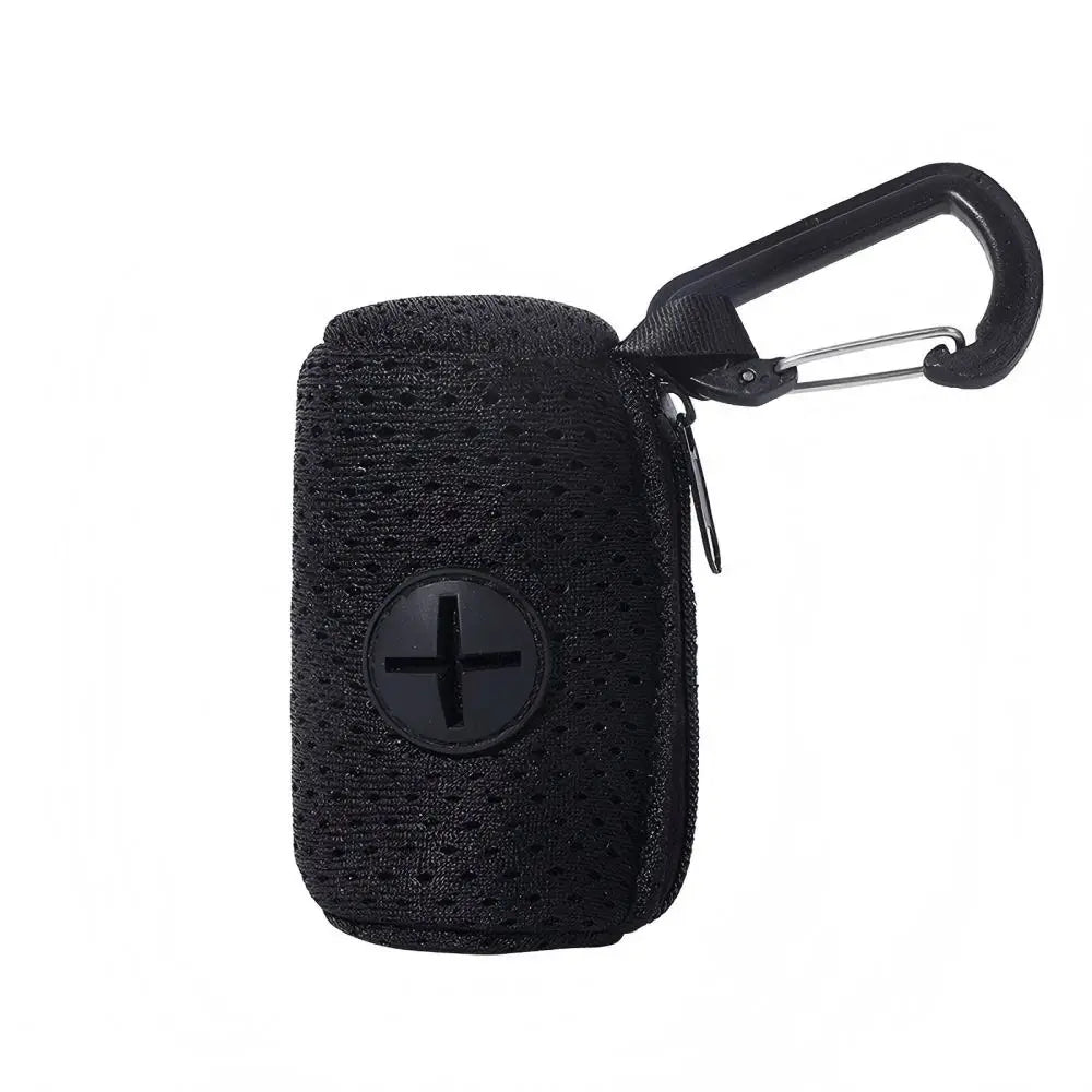 Pet Poop Bag Storage Bag Dispenser Mesh Fabric Pooper Bag Dispenser LeashHook Waste Bag Pet Supplies for Outdoor Activity