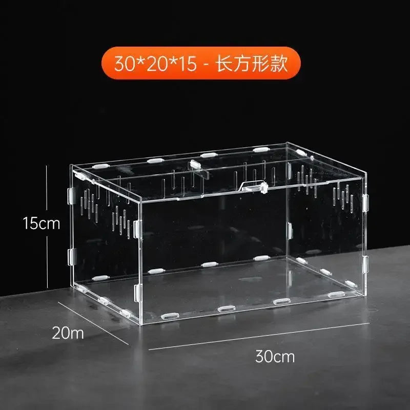 Reptile Terrarium Habitat Breeding Box Acrylic Transparent Reptiles Cage Nano Arboreal Tarantula Enclosure Dearded Dragon 파충류