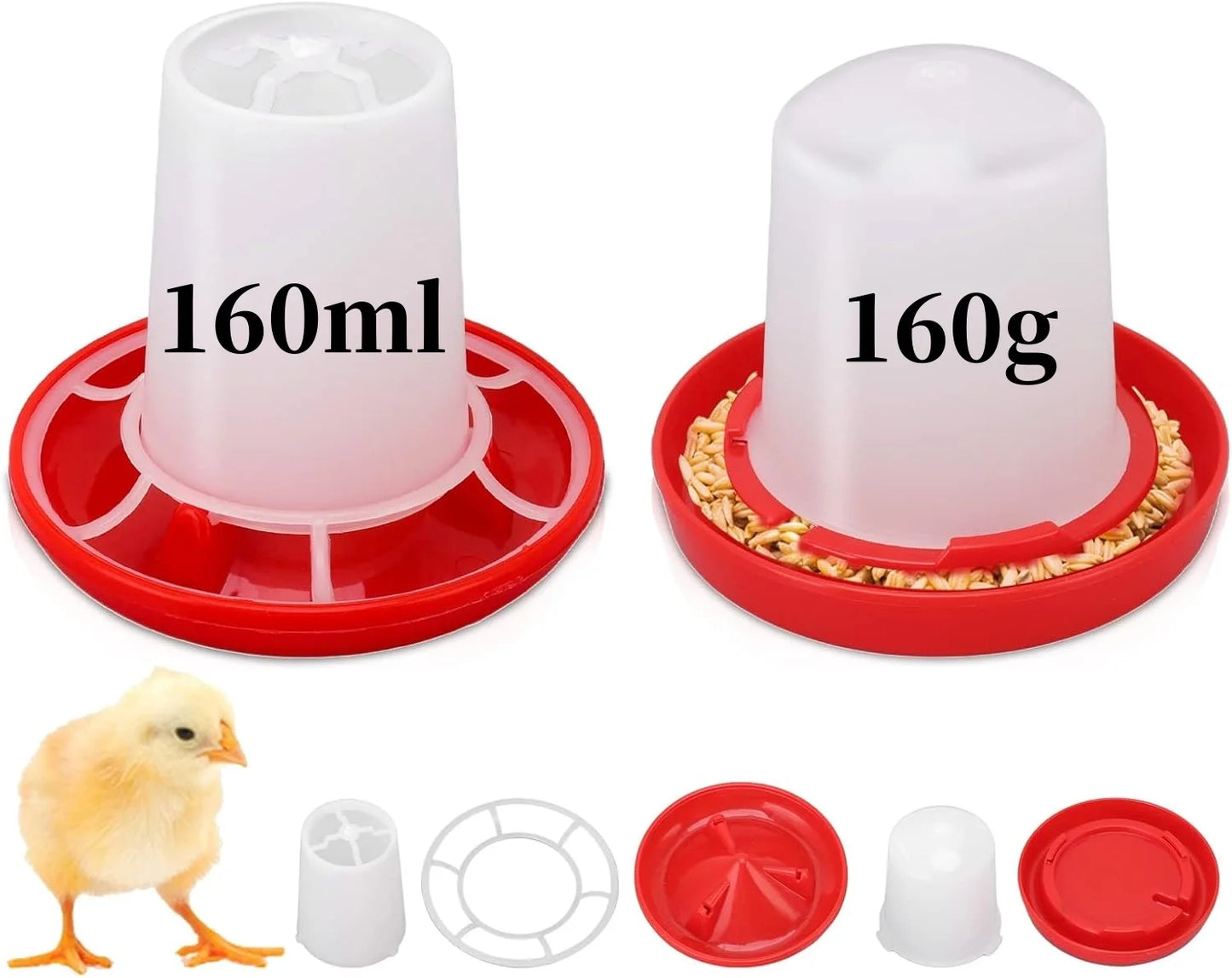 Poultry Mini Feeder And Waterer Water Food Dispenser Automatic Chicken Birds Chick Waterer Feeding Bucket Container Supply