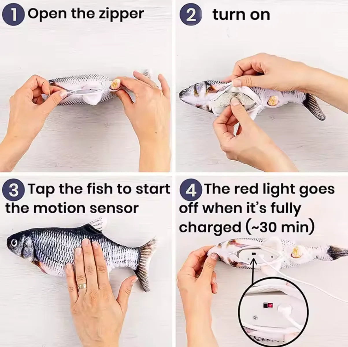 Cat Dog Toy Fish USB Charging Electric Floppy Simulation Fish Interactive Training Teeth Grinding Pet Chew Toys