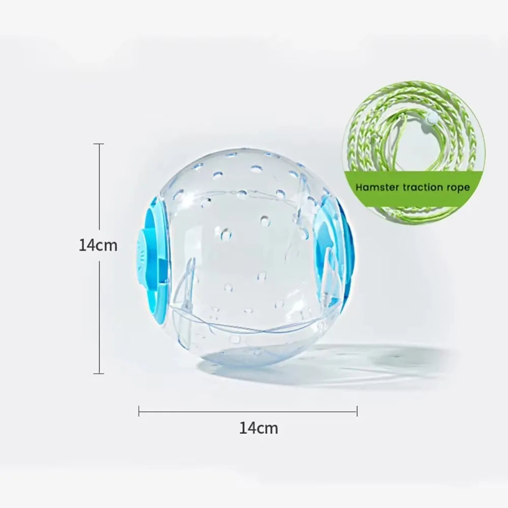 New 14cm/18cm Hamster Exercise Ball Traction Rope Transparent Running Ball Multi Purpose Multi-function Pet Supplies
