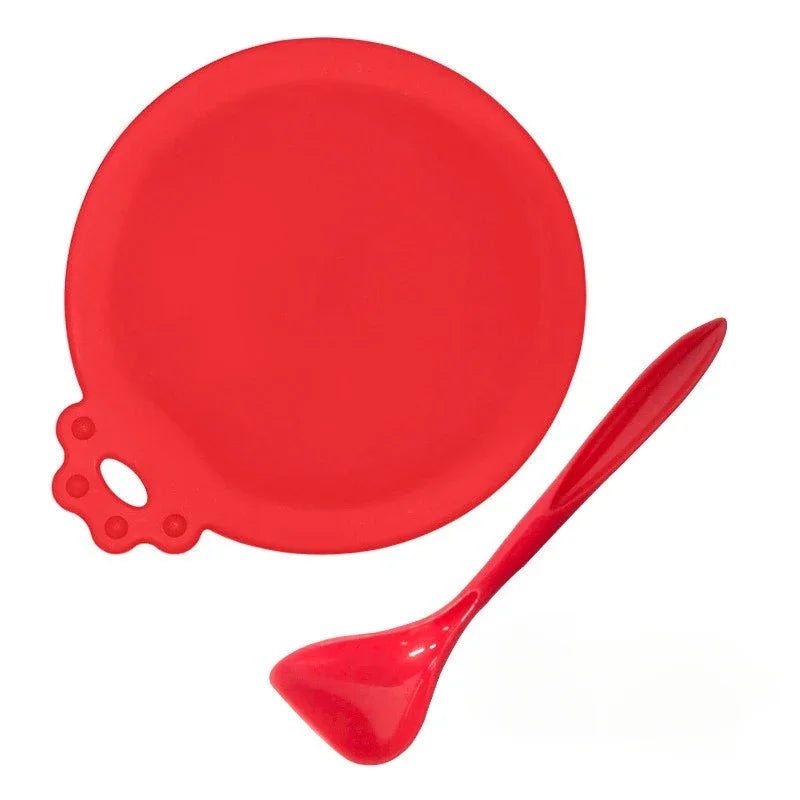 Reusable Silicone Pet Can Cover Fresh-keeping Cover with Spoon Sealing Cover Cat and Dog Food Storage Tank Cover Pet Supplies
