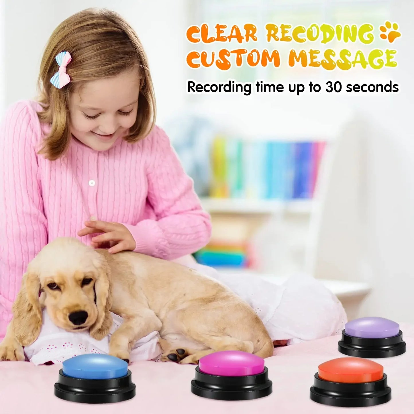 Dog Communication Buttons Voice Recording Button for Pet Training Buzzer 30 Second Record Playback Funny Gift for Talking Pet