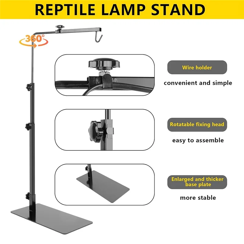 AA81-Reptile Lamp Stand Lamp Stand Reptile Heat Lamp Stand Adjustable Light Stand For Reptile Glass