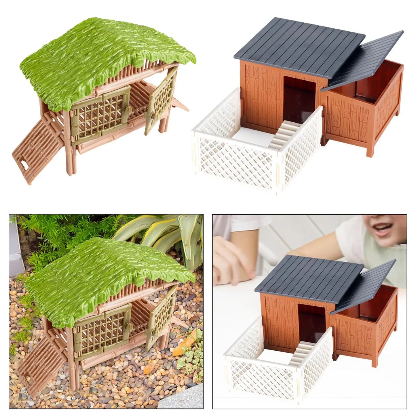 Chicken Cage Toy,Farm Landscape Model Ornaments,Micro Landscape Farmhouse Toy,Miniatures Chicken House for Kids