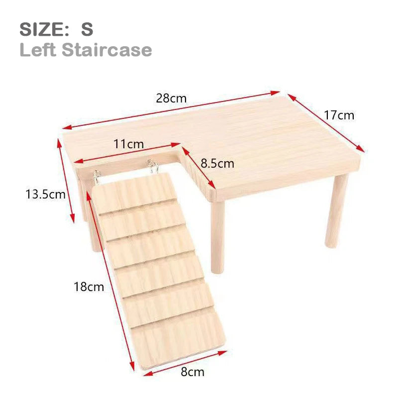 Hamster Wooden Sturdy Platform JumpingBoard Playground Hamster Climbing Toy SmallPets Stairs Toy Hamster Mice Cage Accessories