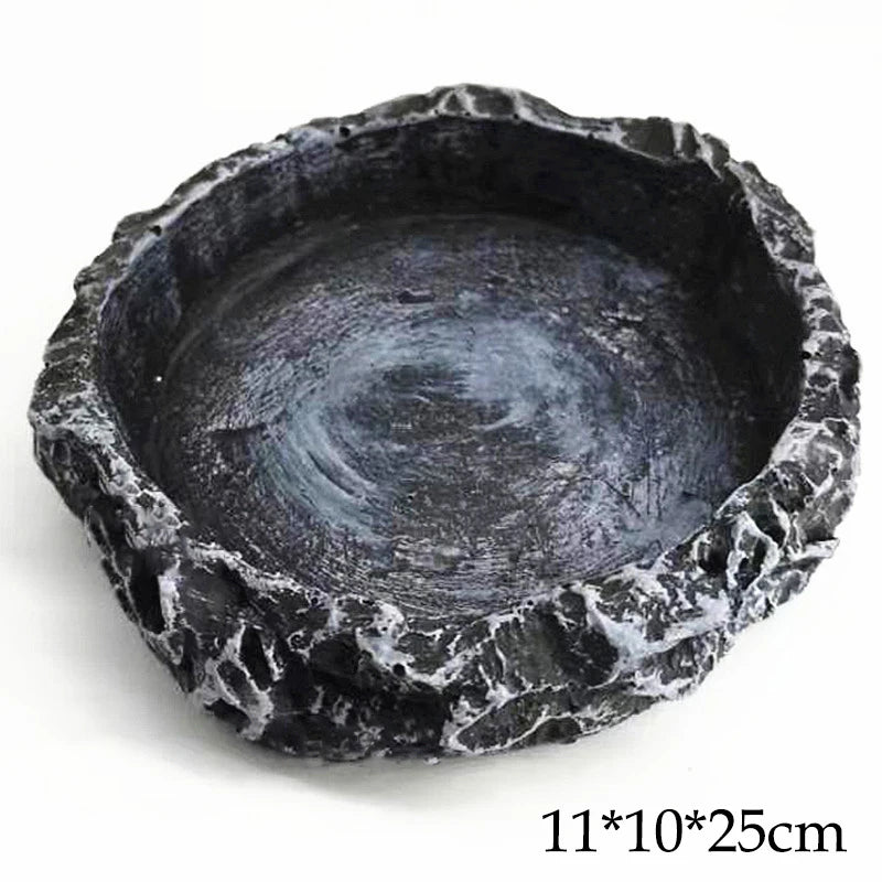 Imitation Stone Bowl Reptile Pet Feeding And Water Bowls Safe And Durable Ideal For Bearded Dragons And Other Small Reptiles