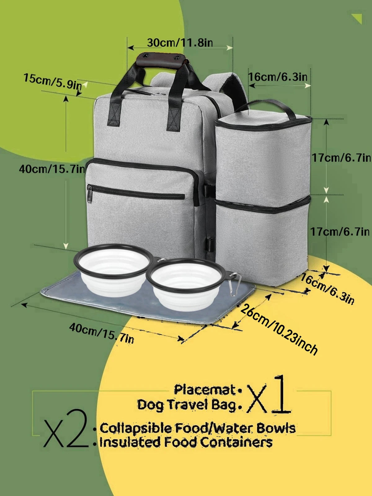 Pet Supplies Backpack Dog Cat Food Diaper Storage Backpacks Weekend Outdoor Large Capacity Tote Bag with Water Bowl Containers