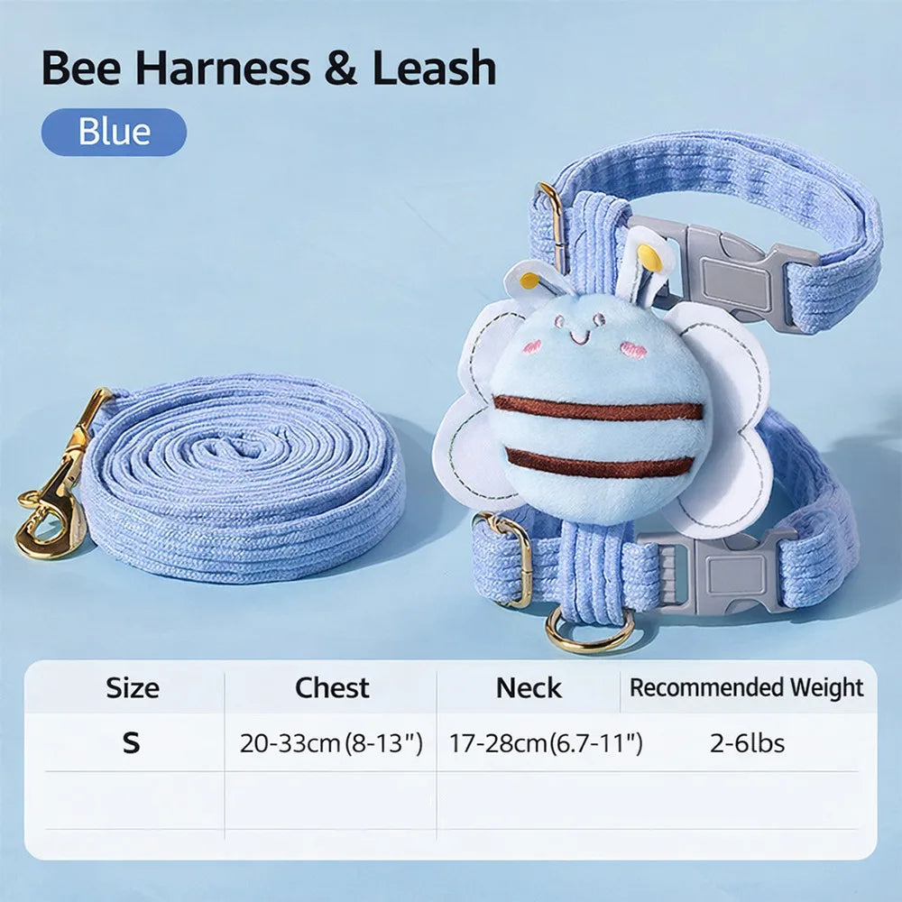 Pet Supplies Cartoon Bee Cat Harness Portable Adjustable Dog Harness Breast Back Harness Leash Set Pet Walking