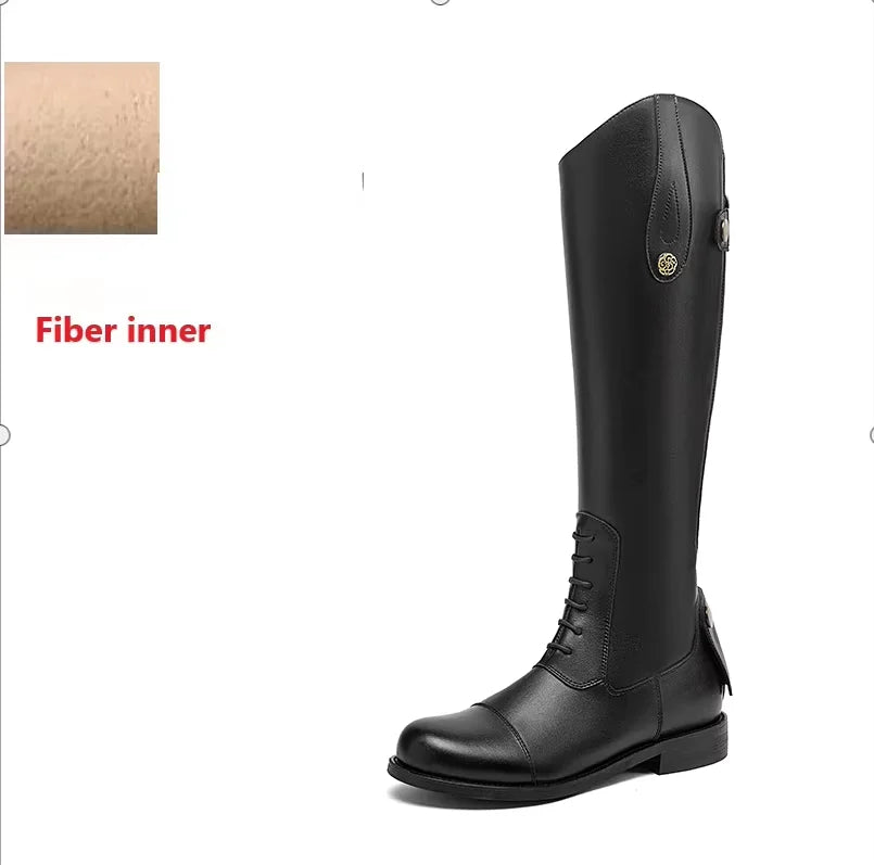Leather Knee High Equestrian Boots Durable Non Slip Zipper