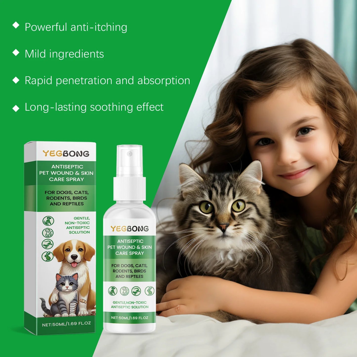 Pet Skin Care Spray Relieving Itching Reduce Redness Repairing Dryness Skin Long Lasting Moisturizing Pet Wound Skin Care Spray