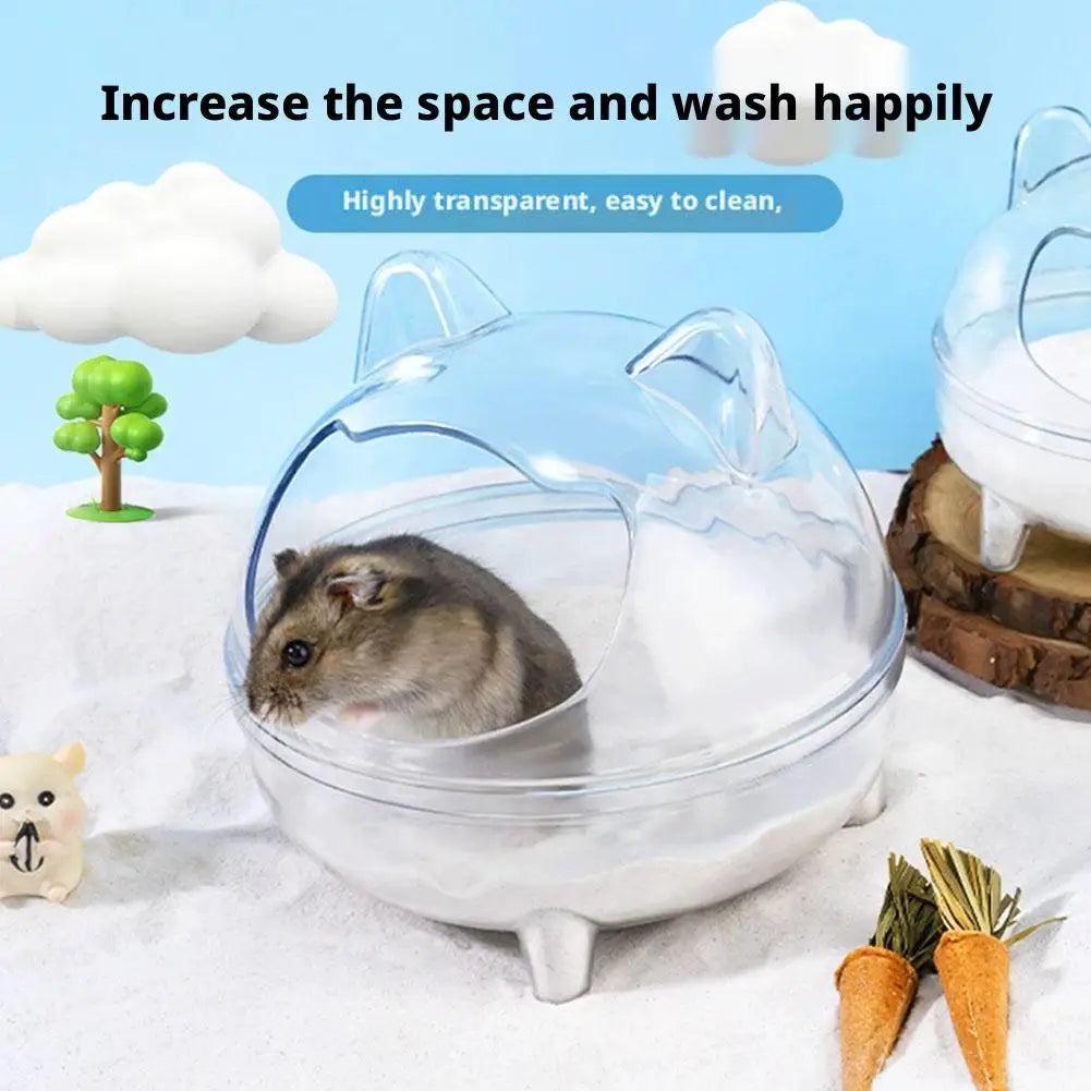 Hamster Toilet Chinchilla Bath House Golden Bear Bathroom Fully Transparent Field Of View Anti-spill for Gerbil Other Small Hams