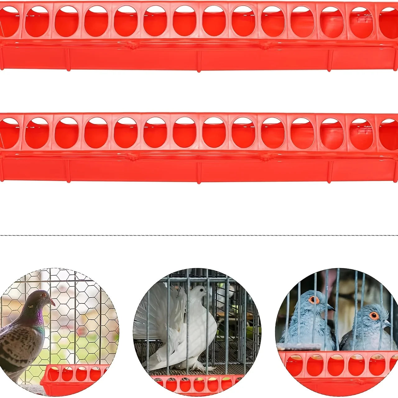 Flip Top Poultry Feeder, Plastic Chicken Feeder Trough Multi-Hole Poultry Feeding Tray No Mess No Waste Chick Feeding Dispenser