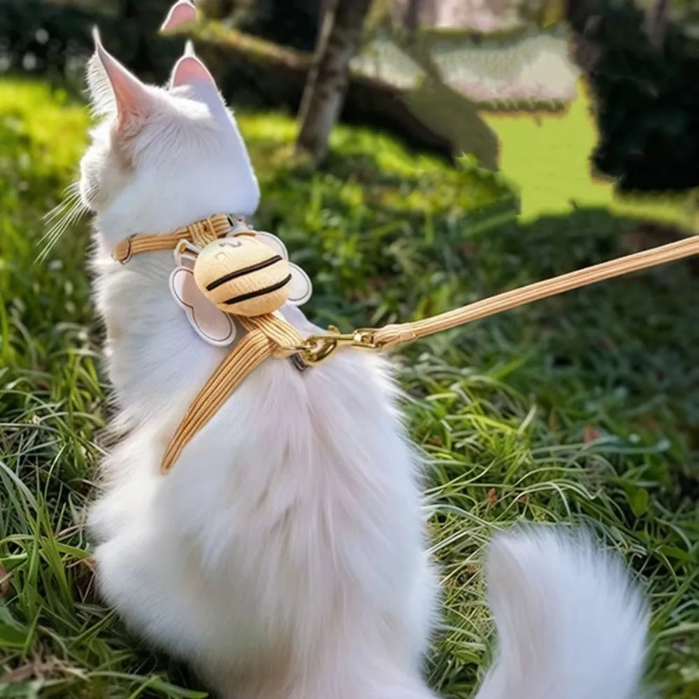 Pet Supplies Cartoon Bee Cat Harness Portable Adjustable Dog Harness Breast Back Harness Leash Set Pet Walking