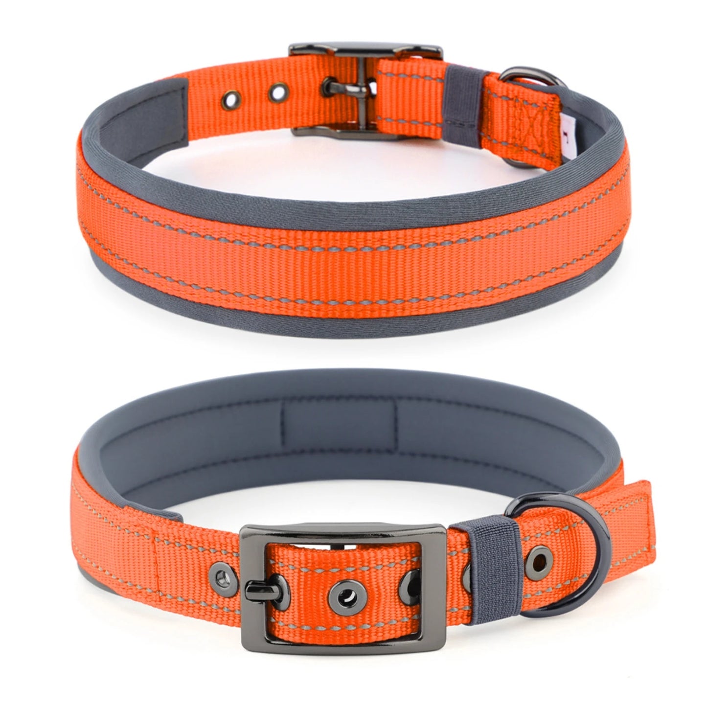 Dog Collar for Large Dogs Neoprene Padded and Adjustable Reflective Wide Heavy Duty Pet Collars with Durable Metal Belt Buckle