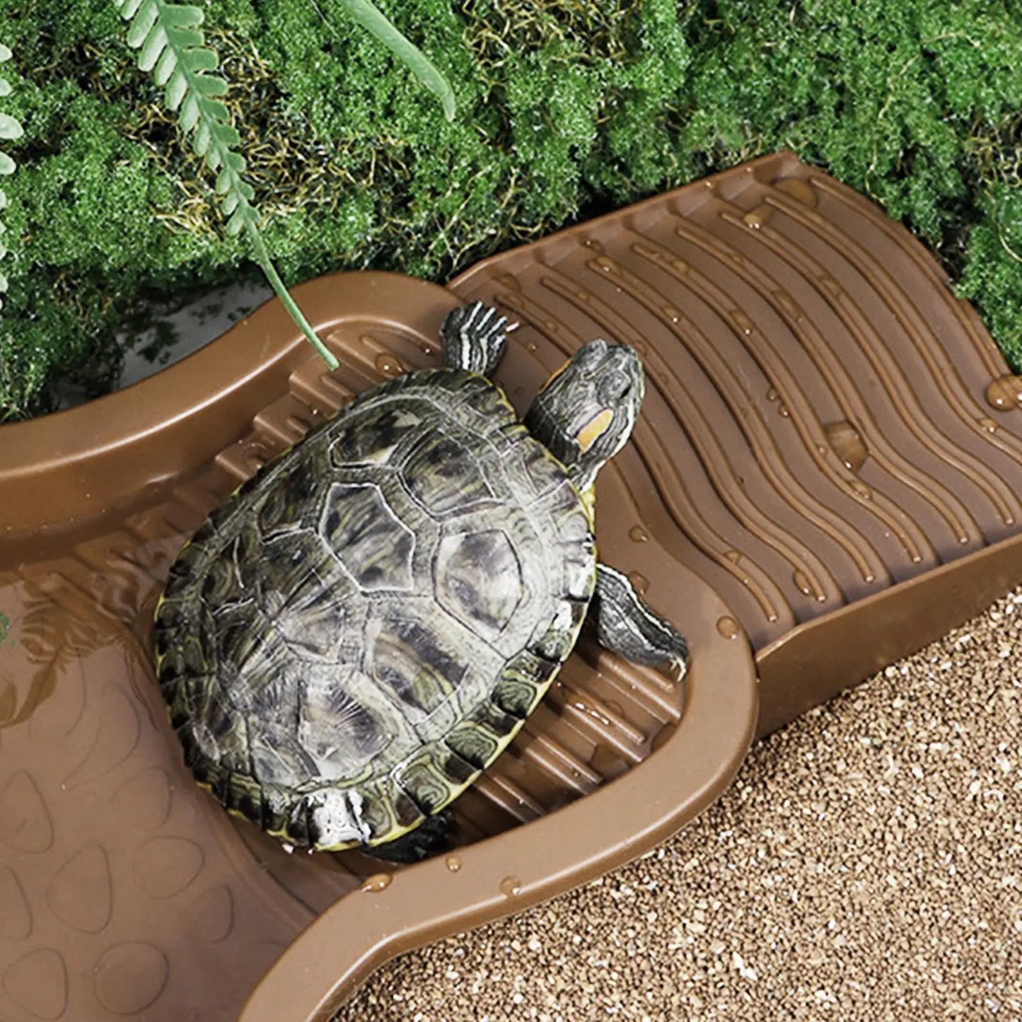 Reptile Bathing Pool with Ramp Turtle Soaking Tub Slip Proof Water Bowl for Tortoise Bearded Dragon Gecko Terrarium Decoration