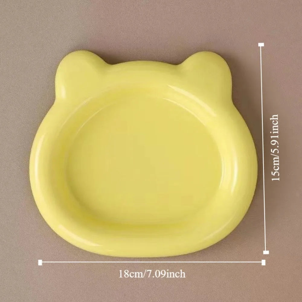 Durable Plastic PP Cat Bowls Cute Ins Kitten Bowl Little Bear Pet Supplies for Puppy Cat Home & Garden