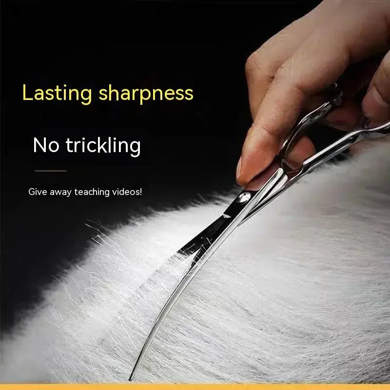 Pet Grooming Curved Scissors Set For Dogs Professional Trimming Bent Scissors Teddy Cutting Clippers