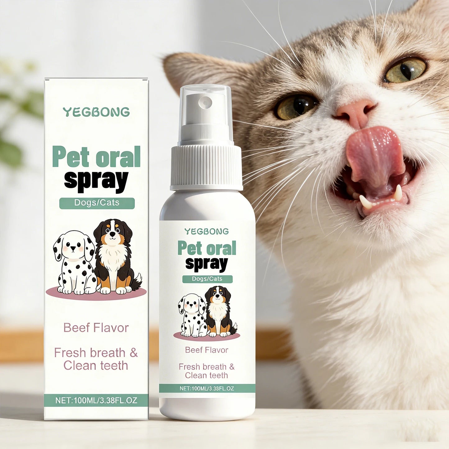 Pet Oral Spray for Dogs Cats Fresh Breath Clean Teeth Remove Plaque Tartar No Rinsing Bad Smell Mouth Harmless Healthy Care