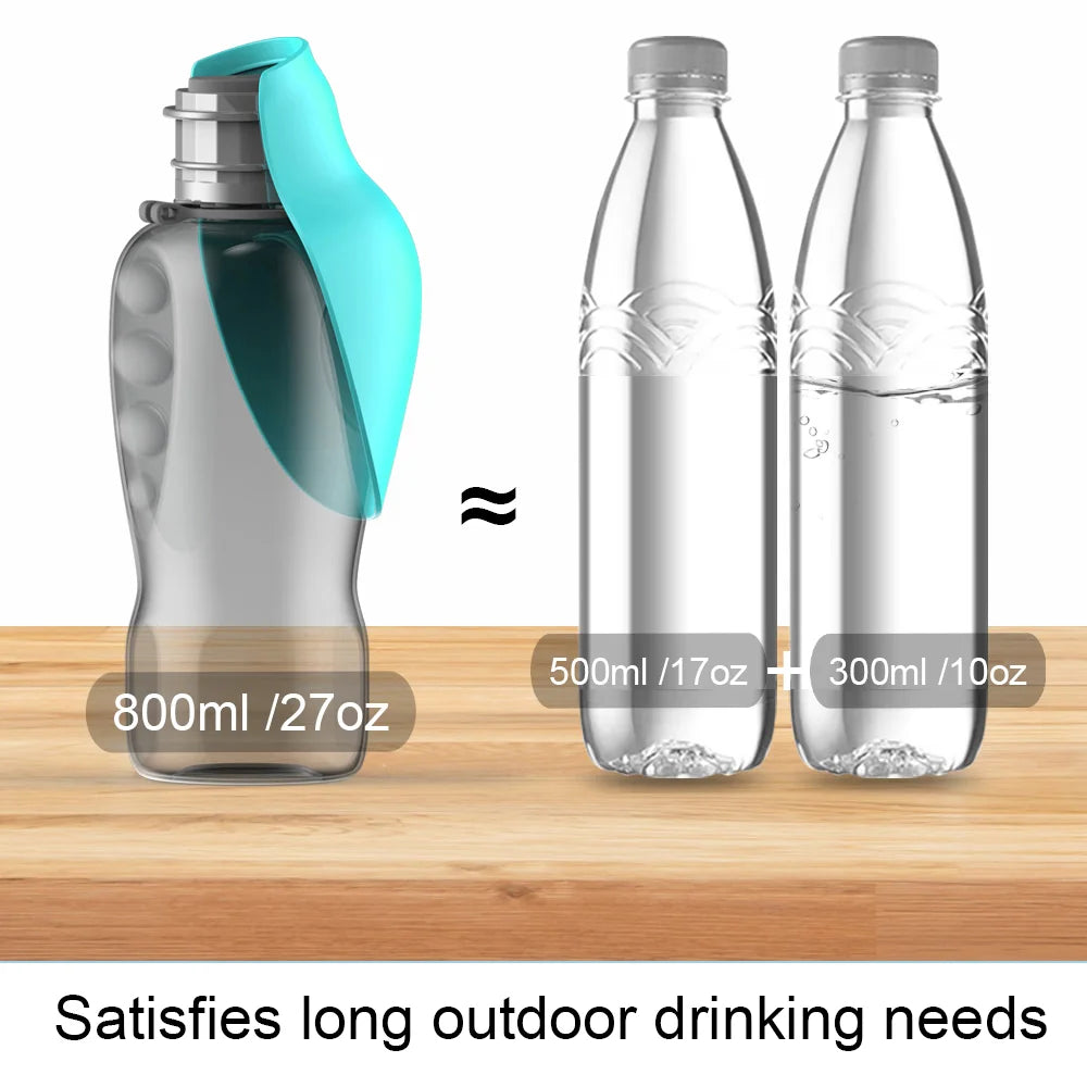 800ml Pet Water Bottle Portable Big Dogs Drinking Bowl High Capacity Leakproof Dog Water Dispenser Outdoor Cat Labrador Supplies