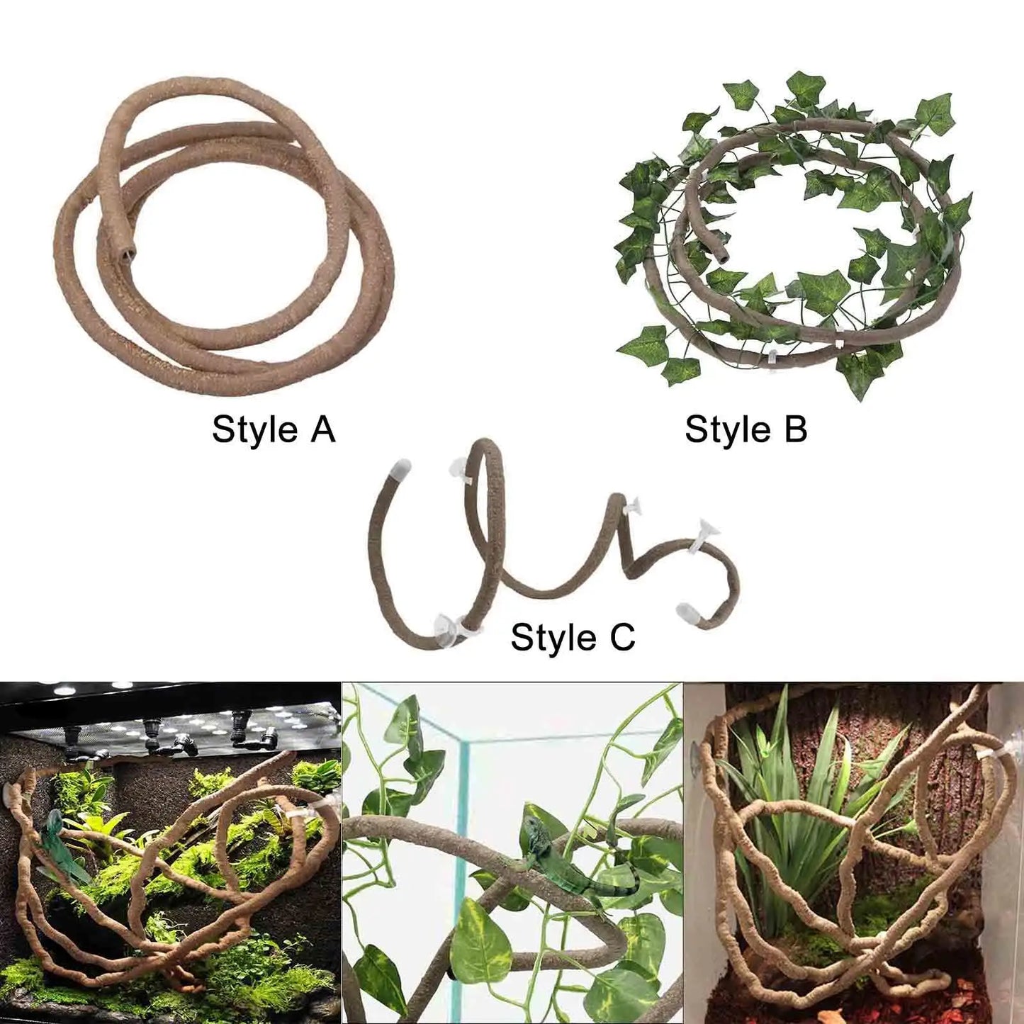 Terrarium Reptile Vines for Reptile Enclosur Reptile Terrarium Decor for Chameleon Bearded Dragon Leopard Gecko Snake