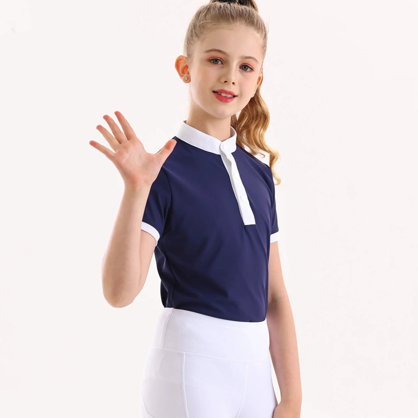 UURUU Girls Summer Equestrian T Shirt Short Sleeve Quick Dry Polyester High Elastic Riding Clothing