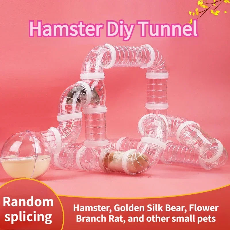 PetPlay DIY Hamster Tunnel Maze Set - Customizable Exterior Tubes, Transparent Design For Explorative Play