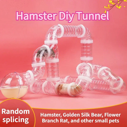PetPlay DIY Hamster Tunnel Maze Set - Customizable Exterior Tubes, Transparent Design For Explorative Play