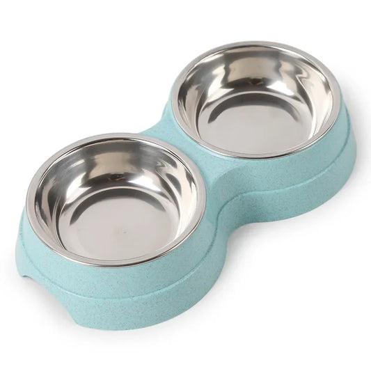 Stainless Steel Feeding Supplies for Cats and Puppies Dual Pet Bowl Dog Food Water Dispenser Pet Water Dispenser Dog Accessories