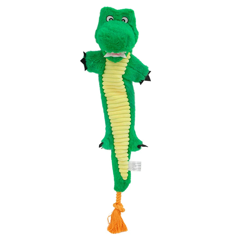 Plush Rope Knot Sound Squeak Dog Toy Cartoon Crocodile Snake Lizard Chew Pet Toy