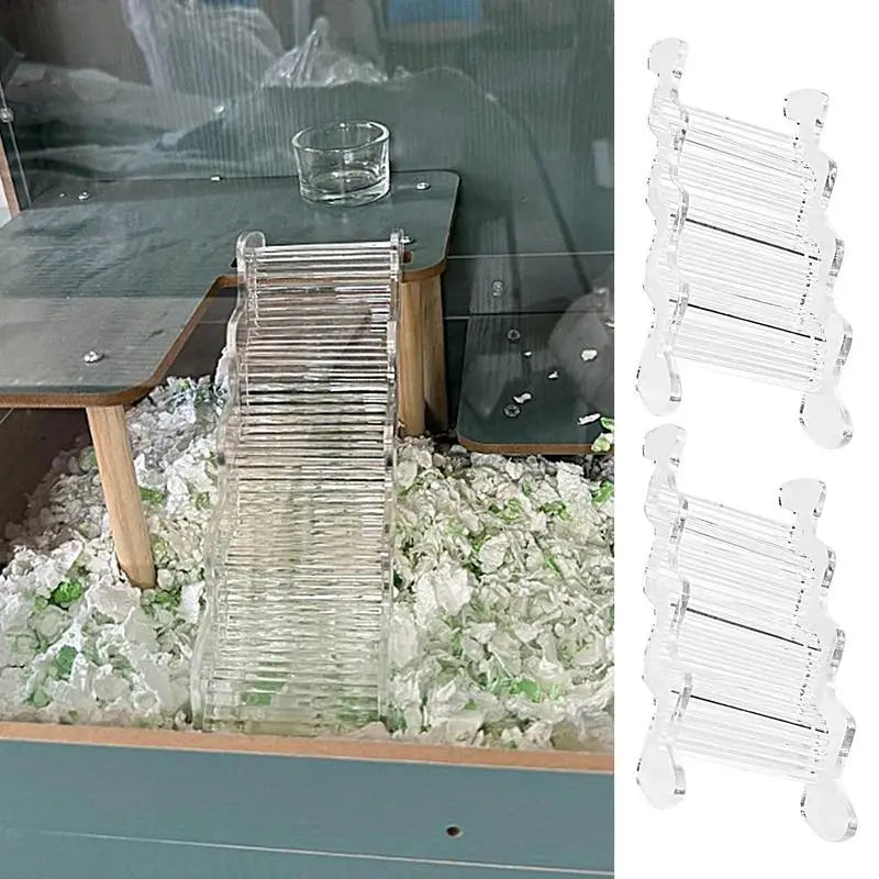 CrystalPaw Acrylic Hamster Ladder With Ramp Design - Clear Durable Climbing Toy For Small Pets