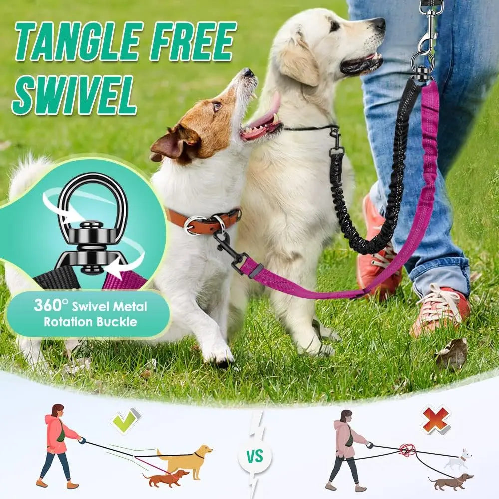 Title (SEO, ≤60 chars): Dual Dog Leash Attachment Elastic Coupler For Two Dogs