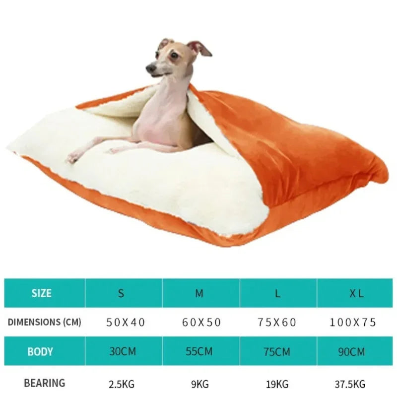 for Large Pet Sleeping Bag Pet Bed Dogs Kennel Winter Warm Removable Washable Bite-resistant PuppySofa Cushion Plush Cat Mat