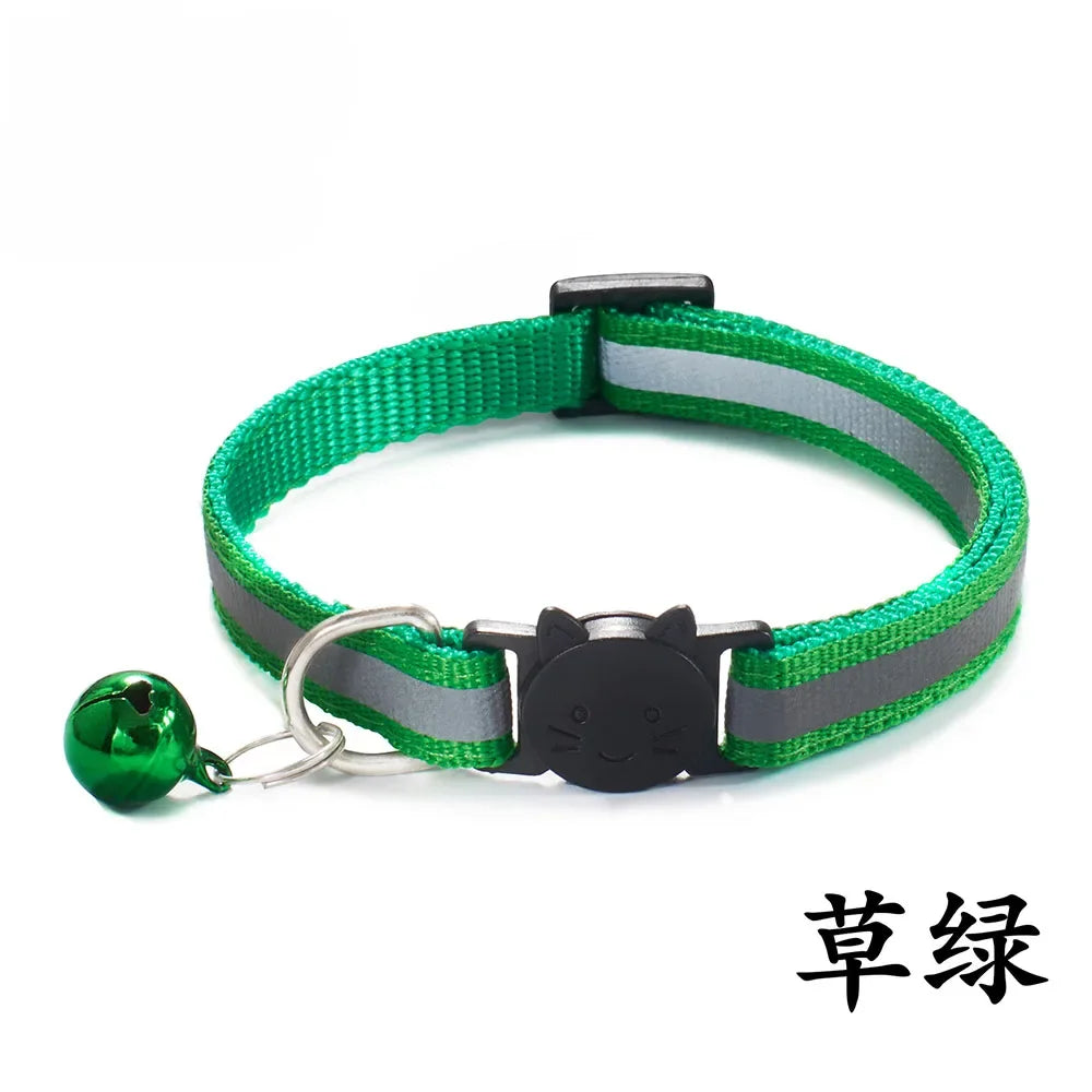 Reflective Breakaway Cat Collars with Bells Safety Buckle Adjustable Kitten Collar for Female and Male Cats