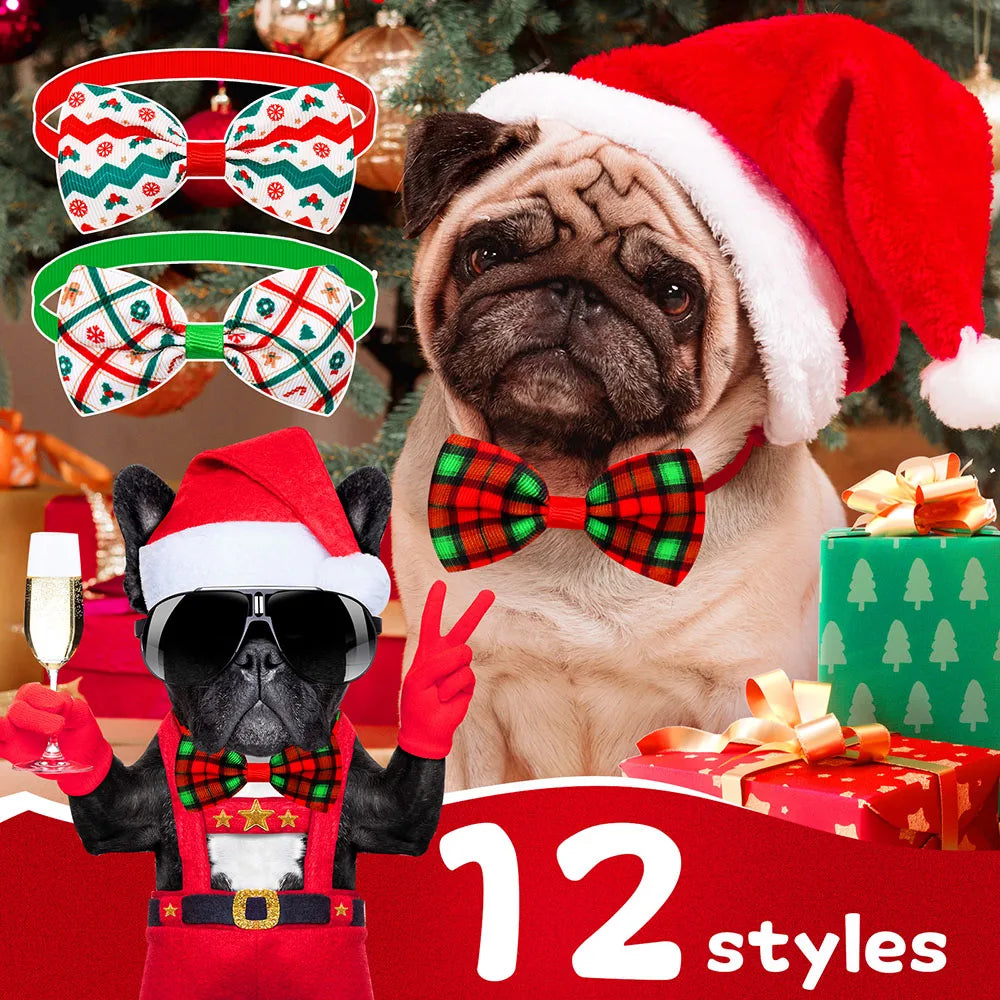 50/100PCS Small Dog Cat Bowties For Christmas Dog Bows Dog Christmas Grooming Pet Dog Puppy Bow Tie Neckties For Dogs Supplies