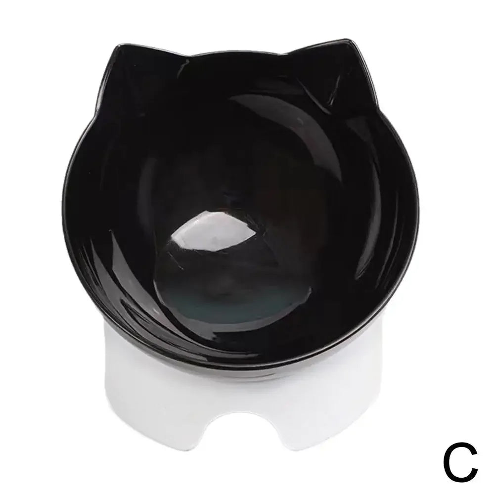 Plastic Tilted Elevated Cat Bowl Pet Food Bowl Tilt Supplies Bowl High Pet Bottom Protector Feeding Neck Antichoking Bowl NEW