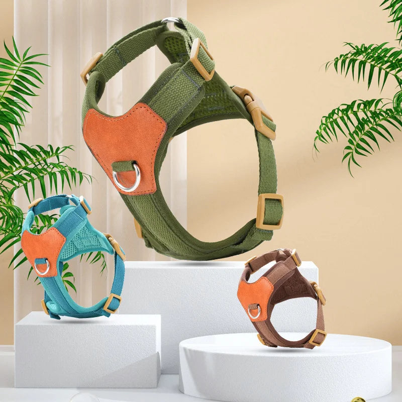 OODUDUOO Dog Harness Adjustable Pet Harness Vest For Small Medium Dogs Pet Chest Strap French Bulldog Puppy Chihuahua Leash Set