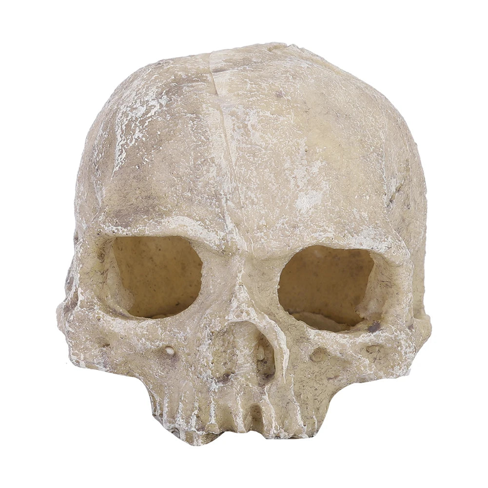 TOPINCN Skull Hideout Resin Statue Reptile Cave Decor