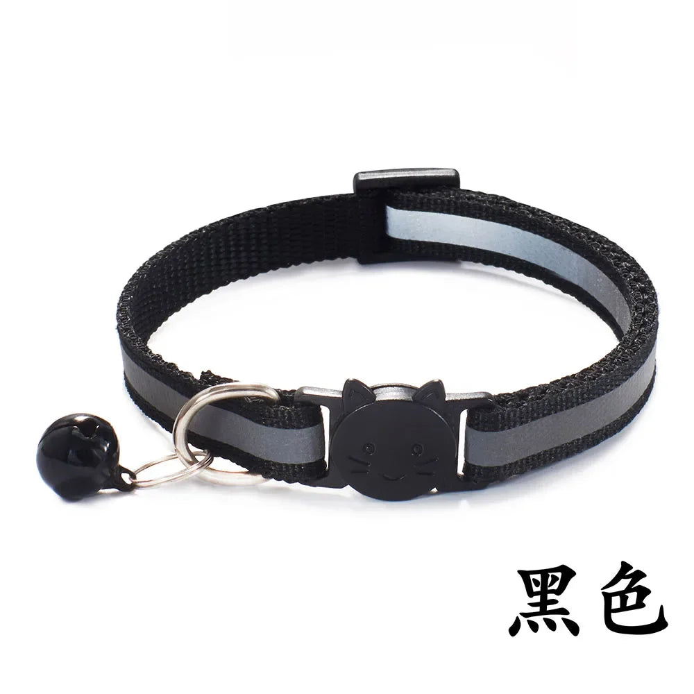 Reflective Breakaway Cat Collars with Bells Safety Buckle Adjustable Kitten Collar for Female and Male Cats