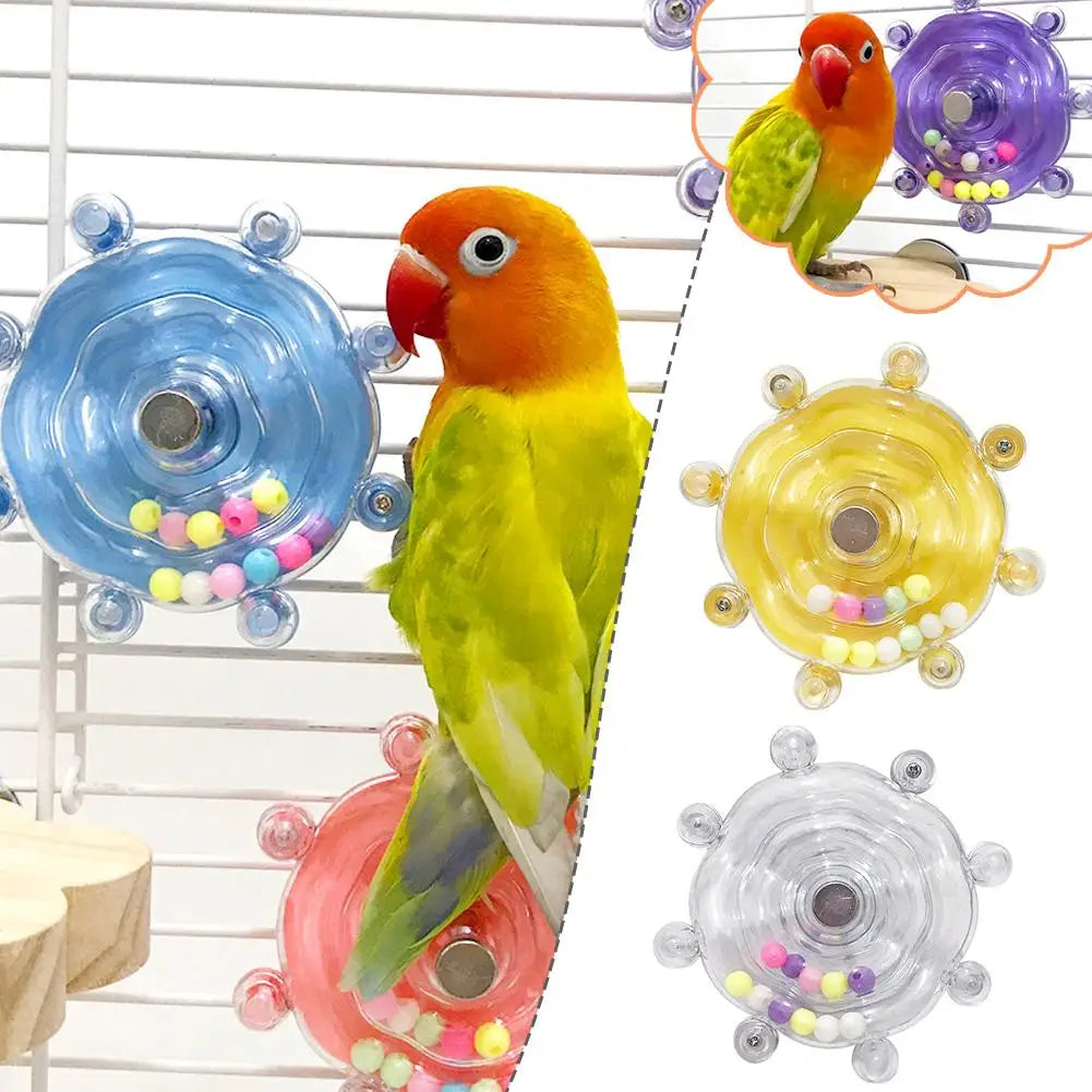 Parrot Toy Interactive Bird Cage Toy for Parrots Rotating Treat Dispenser for Mental Stimulation and Entertainment